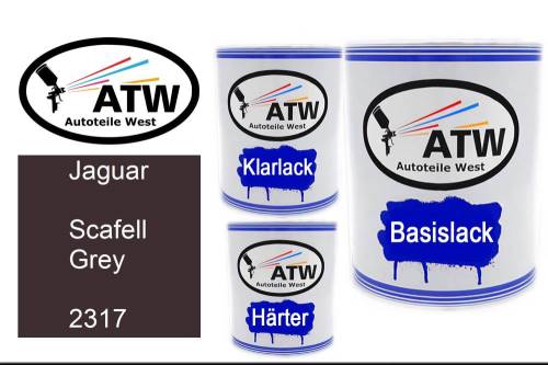 Jaguar, Scafell Grey, 2317: 1L Lackdose + 1L Klarlack + 500ml Härter - Set, von ATW Autoteile West.